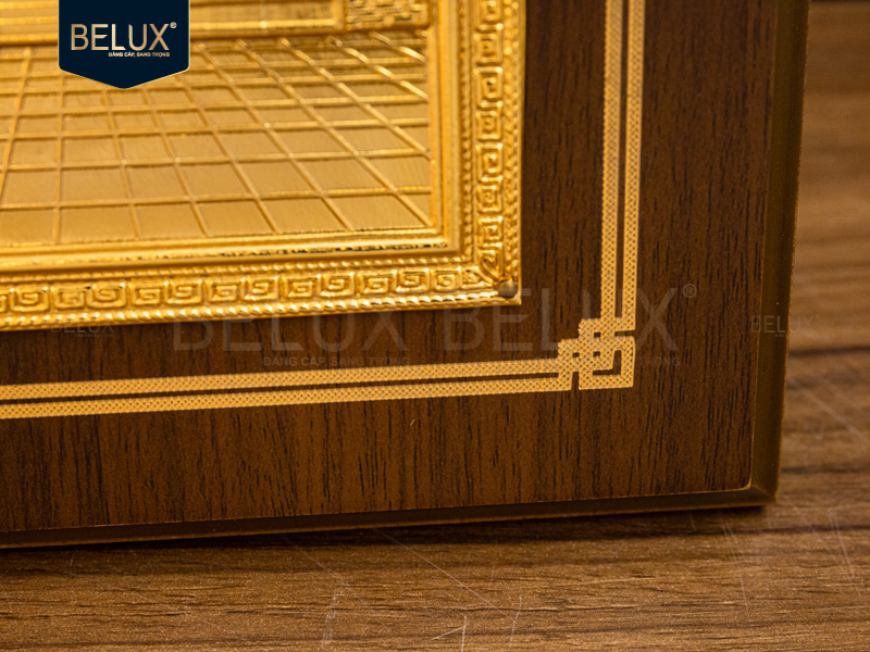 Tranh Khuê Văn Các bằng đồng khổ đứng 22x17cm mạ vàng 24k